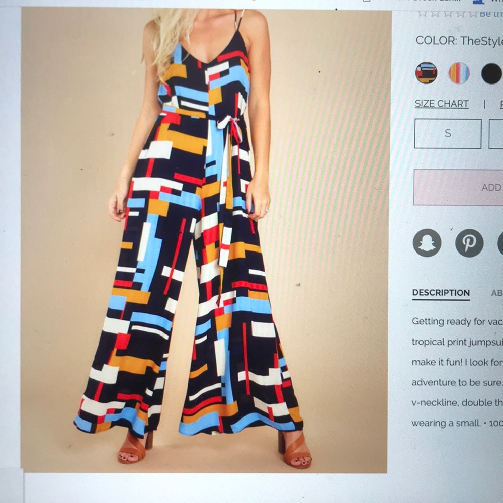 You make it easy navy print jumpsuit.